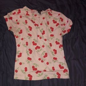 Medium cherry printed cropped shirt from the 21